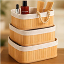 Kit 3 Cestos Organizadores de Bambu com Forro | Multiuso Banheiro e Closet – Orizon