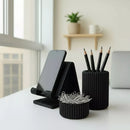 Kit Organizador de Mesa Home Office 3 em 1 | Porta Caneta, Clips e Suporte Celular – Orizon