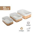 Kit 3 Cestos Organizadores de Bambu com Forro | Multiuso Banheiro e Closet – Orizon