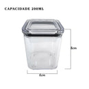 Kit Potes Herméticos Acrílico Cristal 200ml Empilháveis | Organizador de Alimentos com Vedação Premium – Orizon