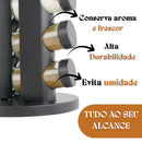 Porta Temperos Giratório 360º com Potes de Vidro e Tampa Dosadora | Organizador de Condimentos Premium – Orizon