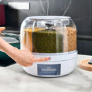 Dispenser de Cereais Giratório 6 Divisórias | Porta Grãos Organizador de Cozinha – Orizon