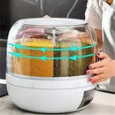Dispenser de Cereais Giratório 6 Divisórias | Porta Grãos Organizador de Cozinha – Orizon