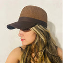 Chapéu Boné Feminino de Palha Aba Curva para Praia