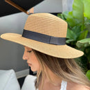 Chapéu Feminino de Praia Estilo Paris com Faixa Aba Média Dobrável