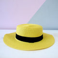 Chapéu Feminino de Praia Estilo Paris com Faixa Aba Média Dobrável