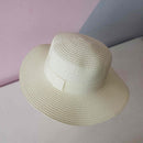 Chapéu Feminino de Praia Estilo Paris com Faixa Aba Média Dobrável