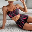 Conjunto Biquíni Feminino Cintura Alta Estilo Boxer Estampado