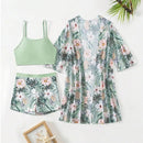 Conjunto Biquíni Tropical com Kimono e Short
