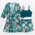 Conjunto Biquíni Tropical com Kimono e Short