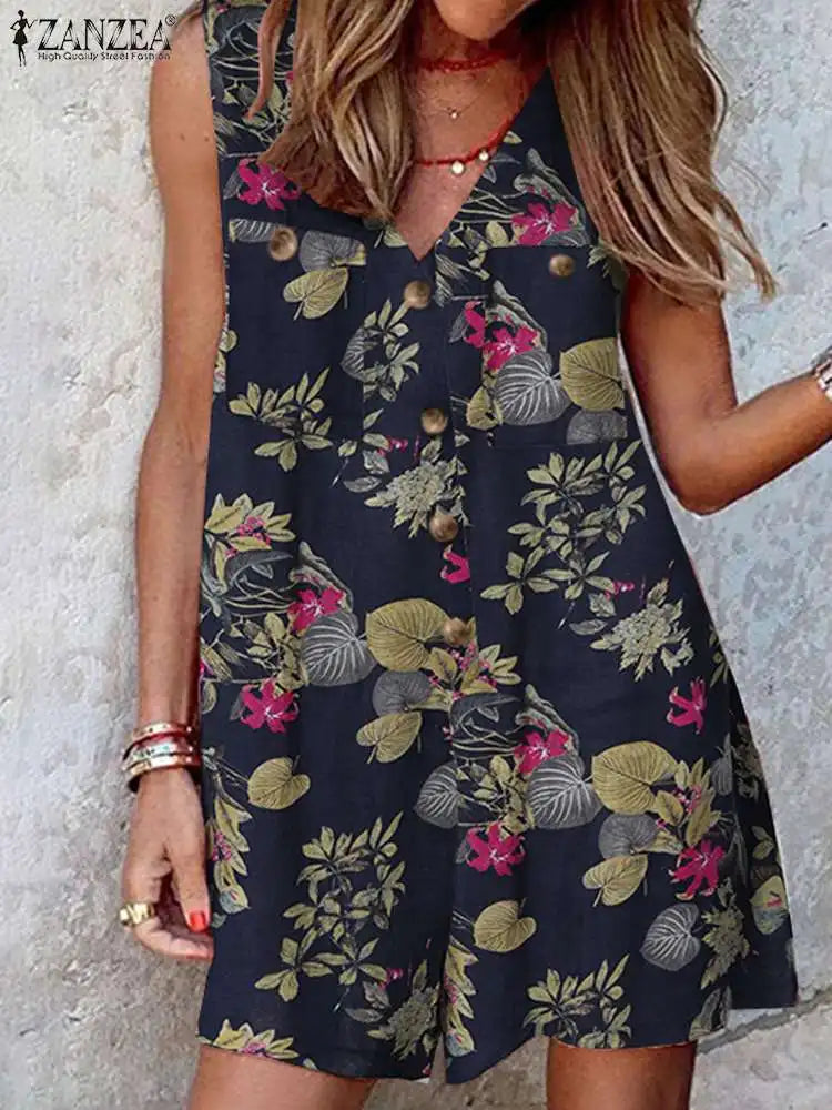 Macacão Feminino Floral Vintage de Verão