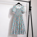 Vestido Feminino Midi Plissado Florido de Verão